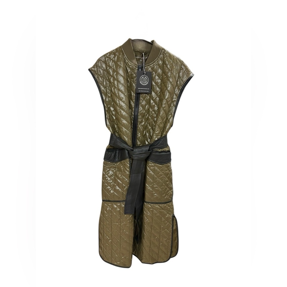 Bernardo Olive Quilted Vest with Black Accents